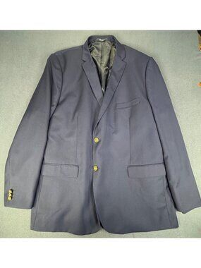 Loriano Mens Sz 58L Blue 2 Button Big Mans Blazer/Sport Coat Gold Button EUC